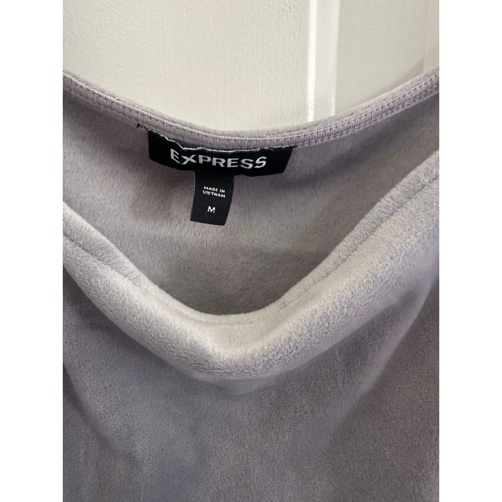 Express Womens Grey Velour Square Neck Sleeveless Crop Tank Top Medium